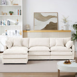 Modular L Shaped Sectional Sofa, 3 Seater Comfy Cloud Couch With Movable Ottoman