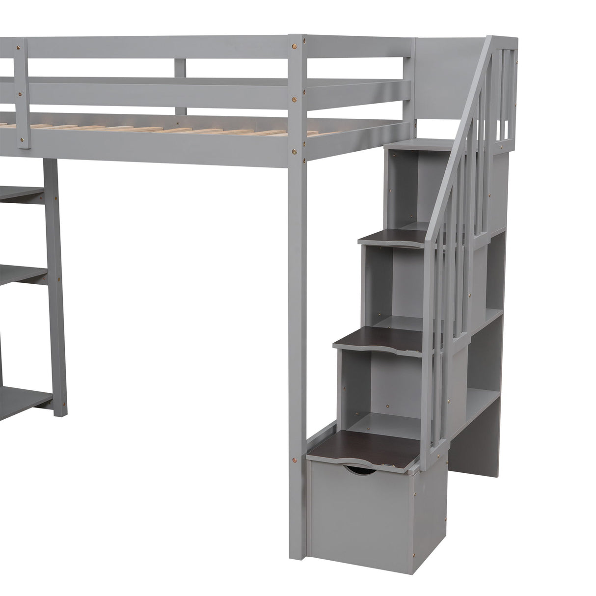 Loft Bed With Storage Drawers And Stairs With Shelves