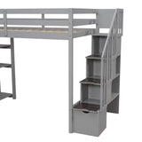 Loft Bed With Storage Drawers And Stairs With Shelves