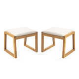 Outdoor Dining Bench Patio Bench Frame Cushion - Teak / Beige