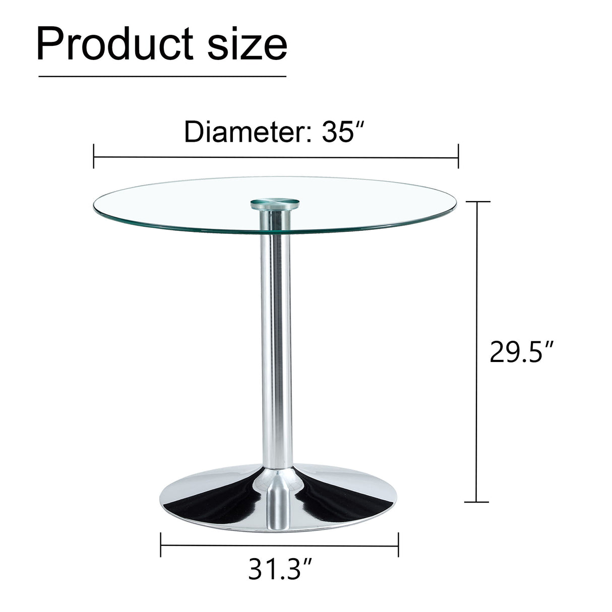 Modern Minimalist Round Dining Table With Glass Top