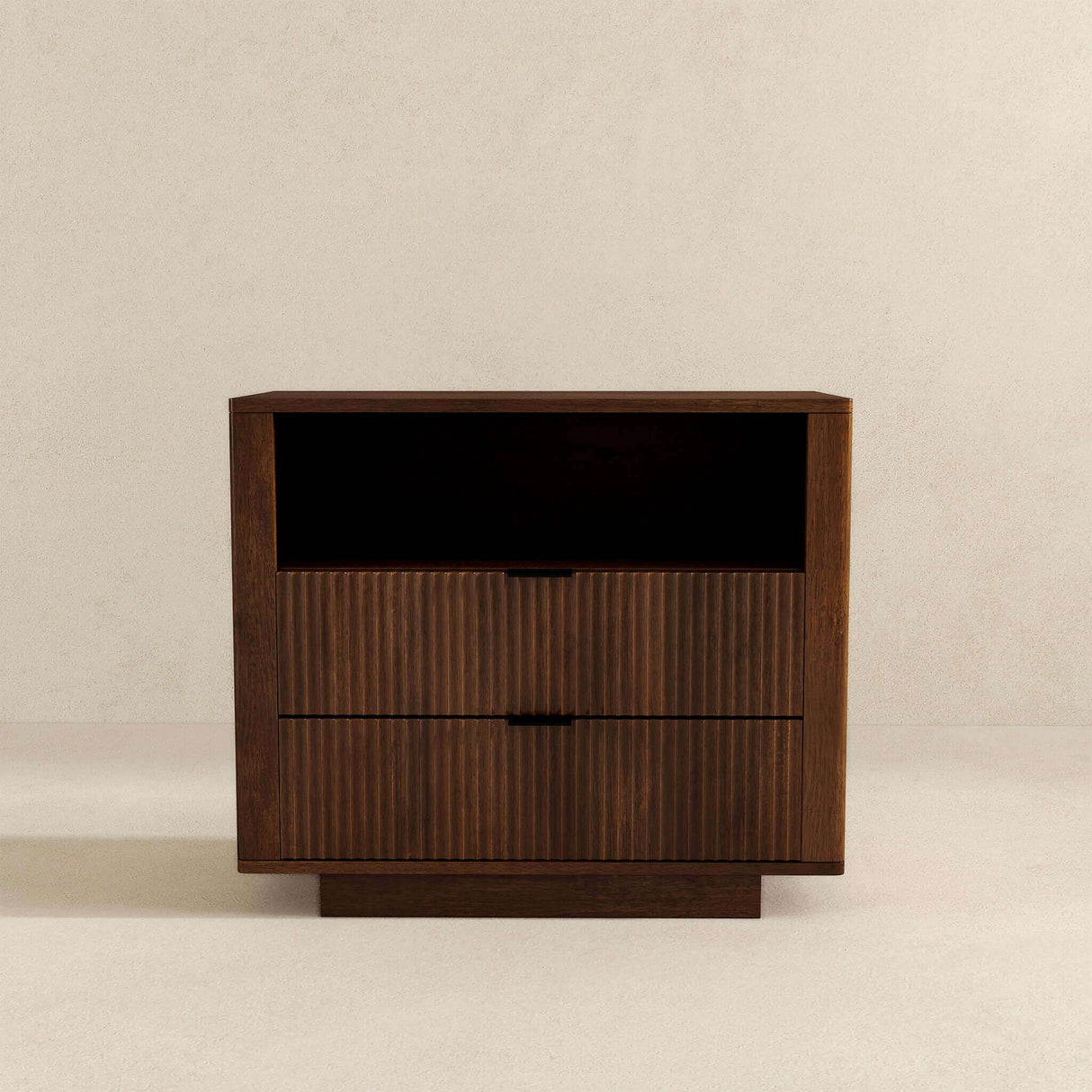 Lola - Mid-Century Modern Nightstand 2 Drawer Bed Side Table - Dark Brown