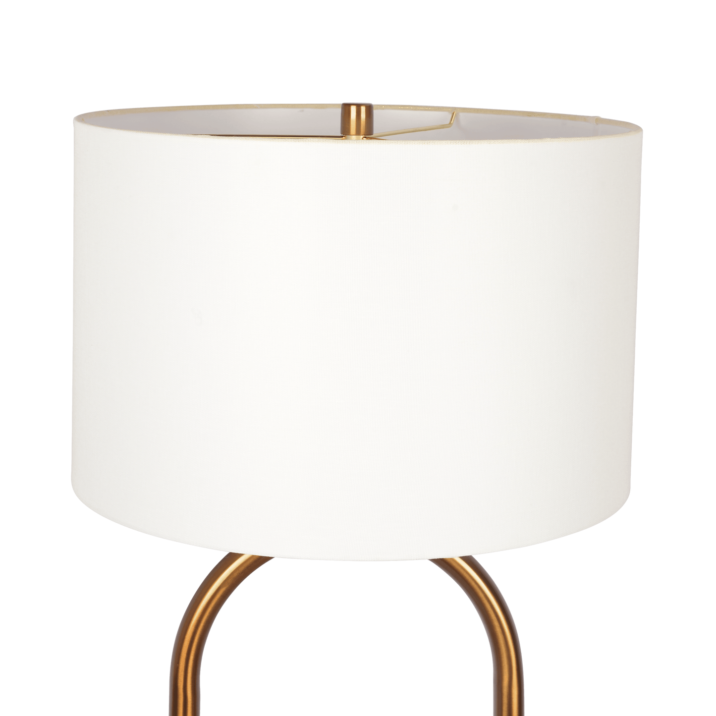 Vivid Brass Ring Base Floor Lamp with Large White Drum Shade