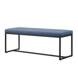 Modern Cushioned Upholstered Entry Bench With Base - Denim