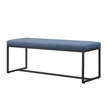 Modern Cushioned Upholstered Entry Bench With Base - Denim