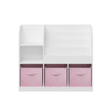 Bookcase And Bookshelf With 3 Collapsible Drawers, Multifunctional Display Stand