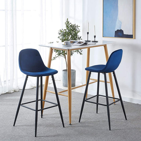 Velvet Barstool With Back (Set of 2)