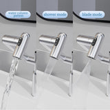 Bathroom Sink Faucet With Spray Function And Temperature Display, Anti Skid Switch, 360 Degree Rotary, Brass Material - Chrome
