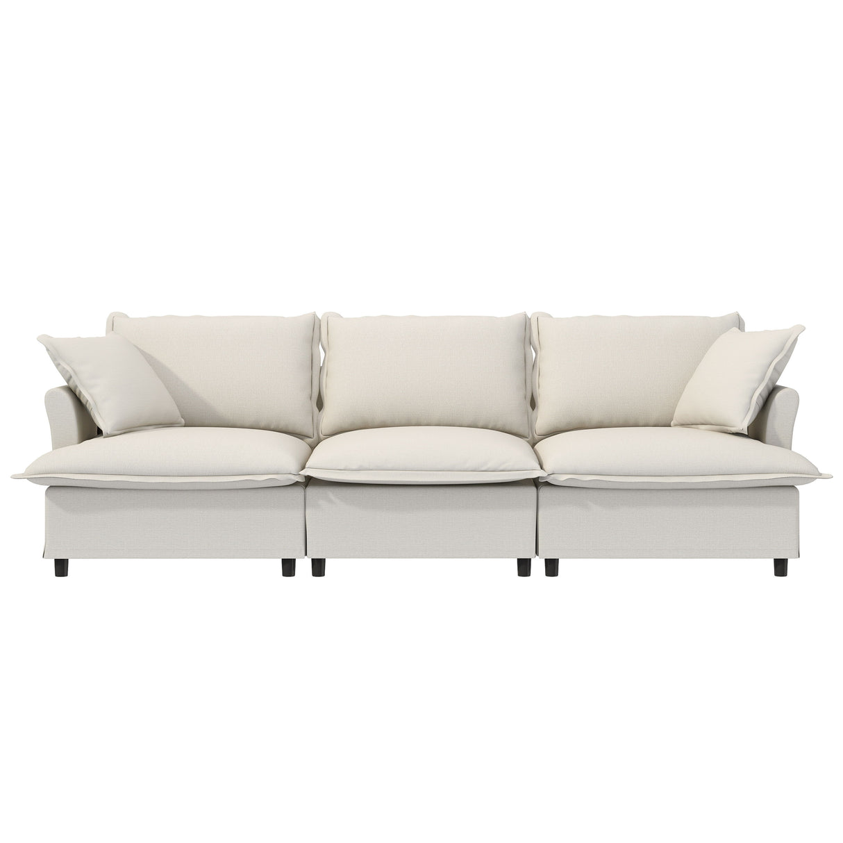 3 Seat Sofa Module For Modular Sectional Wide Seat Cloud Couch With Throw Pillows Upholstered