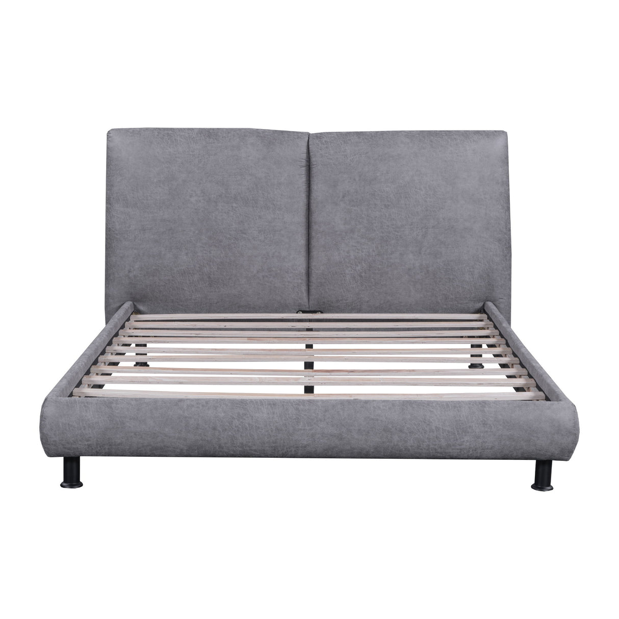 Upholstered Platform Bed With 2 Large Headrests And Thick