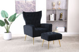 Modern Accent Chair With Ottoman, Comfy Armchair For Living Room