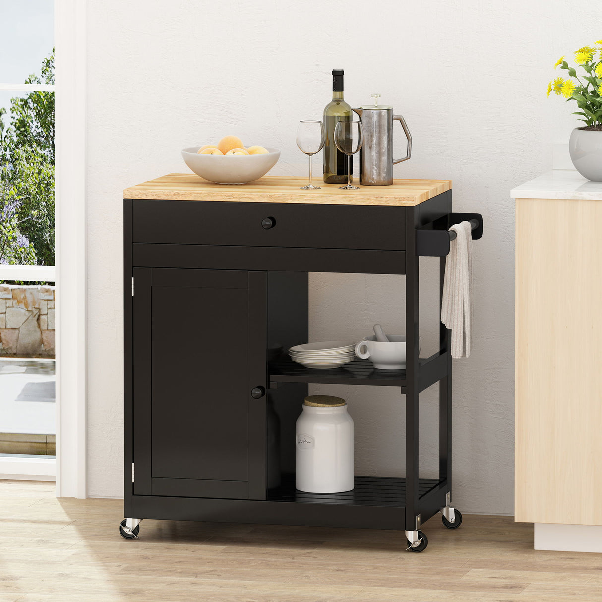 Lanier - Kitchen Cart With Wheels - Black