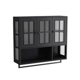 3 Door Wall Cabinet With Glass Door And Towel Bar