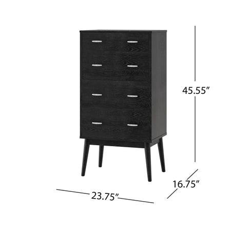 Wilbur - Faux Wood And Rubberwood 4 Drawer Dresser - Black