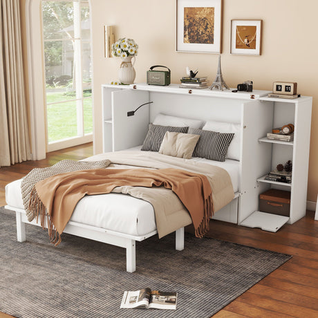 Murphy Bed With Shelves, Drawers And USB Ports