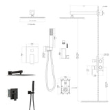 Dual Shower Head System With 12" Wall Mounted Square Rain Shower And Rough In Valve