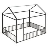 Metal Bed House Bed Frame With Fence