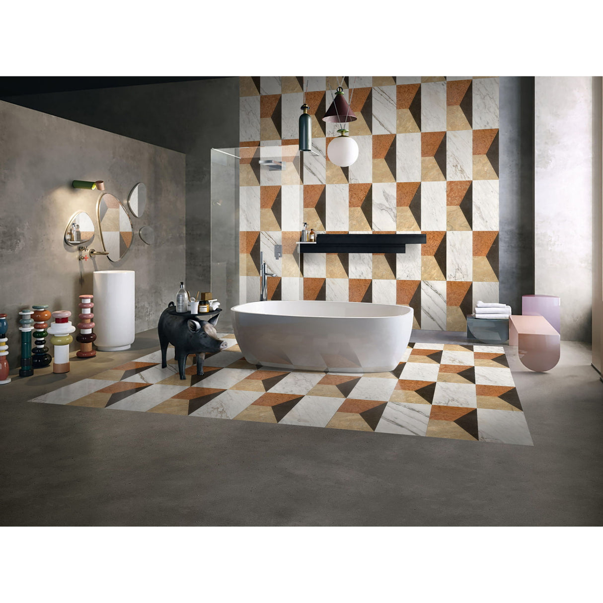 Waterjet Marble 4 Color Marble For Floor And Wall Polished Marble Tile Stone 1 Box Each Pattern 2 Pieces - White / Multi