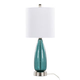 Bottega - Contemporary Table Lamp (Set of 2) - Sapphire Blue / Nickel / White