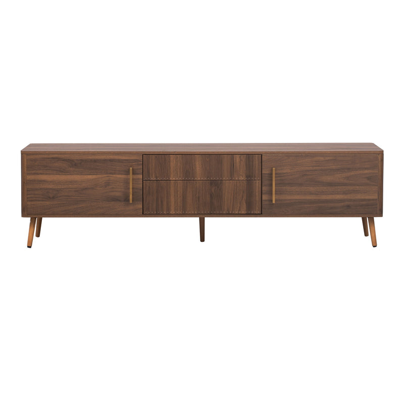 TV Stand With 2 Drawers, Media Console Table For TVs Up To 80'' For Living Room - Walnut