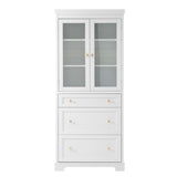 Freestanding Tall Bathroom Cabinet With Adjustable Shelves, Drawers, Soft Close Glass Doors