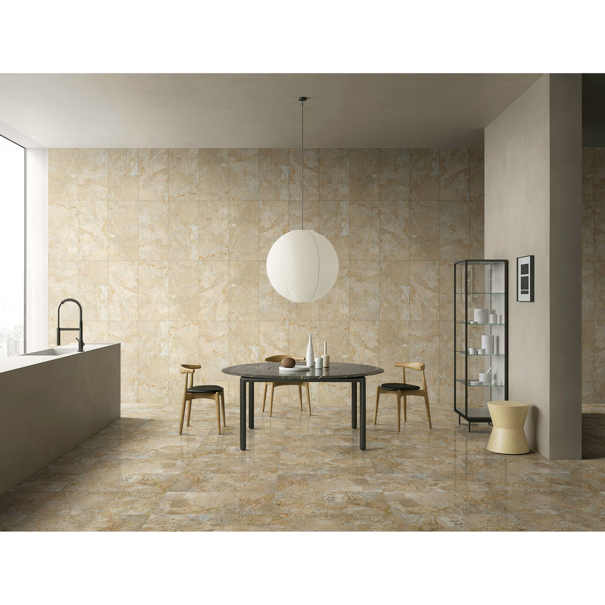 Marble For Floor And Wall Polished Marble Tile Stone (Set of 4) - Beige / Gold