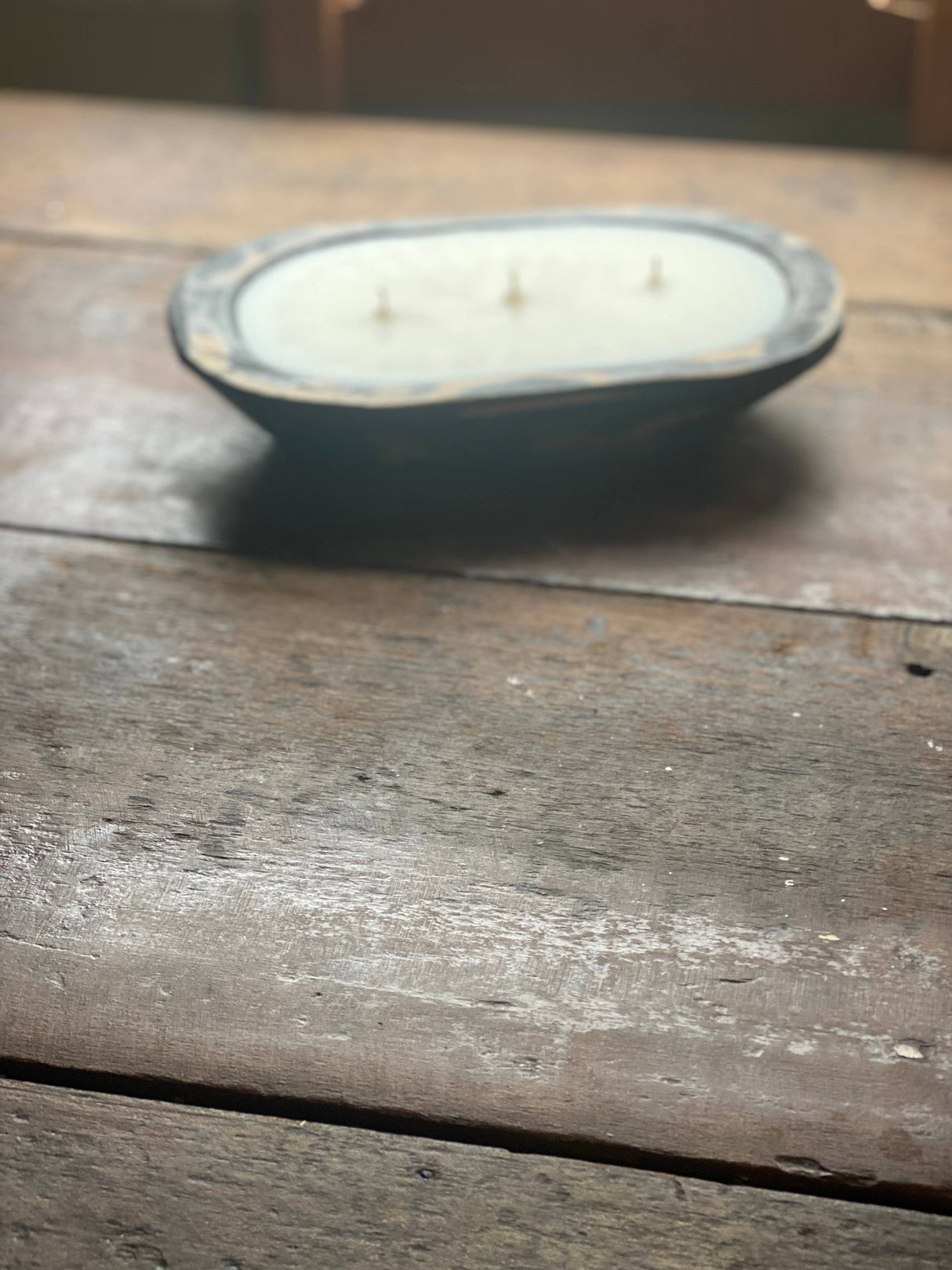 Rustic Black Dough Bowl Candle