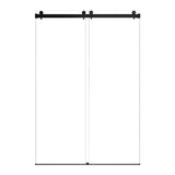 Frameless Double Sliding Soft Close Bathtub Shower Door, 5 / 16" Clear Nano Coated Tempered Glass And 304 Stainless Steel Handle - Matte Black
