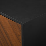 Mid-Century Modern Faux Bookmatch Door Buffet - Acorn / Solid Black