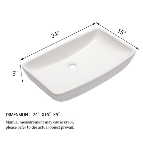 Rectangular Vessel Bathroom Sink - White