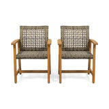 Outdoor Dining Chair Acacia Wood Frame (Set of 2)