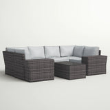 4 Person Outdoor Wicker Sofa Set With Cushions Versatile Seating - Brown