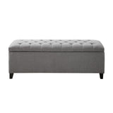 Elegant Design Tufted Top, Soft Close Storage Bench, Upholstered Fabric Solid