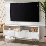 Mid-Century Modern Minimalist 3 Drawer Corner TV Stand For TVs Up To 58