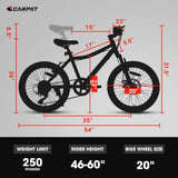 S20101 20" Kids' Bike, Boys Girls Mountain Bike Ages 8-12, 7 Speed Teenager Children Kids' Bicycles, Front Suspension Disc Brake Rear V-Brake, High Steel Frame