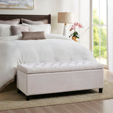 Elegant Design Tufted Top, Soft Close Storage Bench, Upholstered Fabric Solid