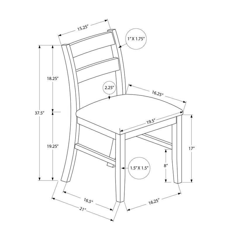Dining Chair, Upholstered, Side, Dining Room, Transitional (Set of 2) - Brown