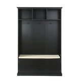 Hall Tree With 3 Hooks, Coat Hanger, Entryway Bench, Storage Bench, 3 In 1 Design