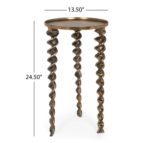 Bohemian Industrial Drill Table L - Antique Brass