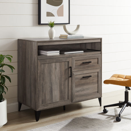 Modern Storage Secretary Desk With Keyboard Tray - Gray Wash