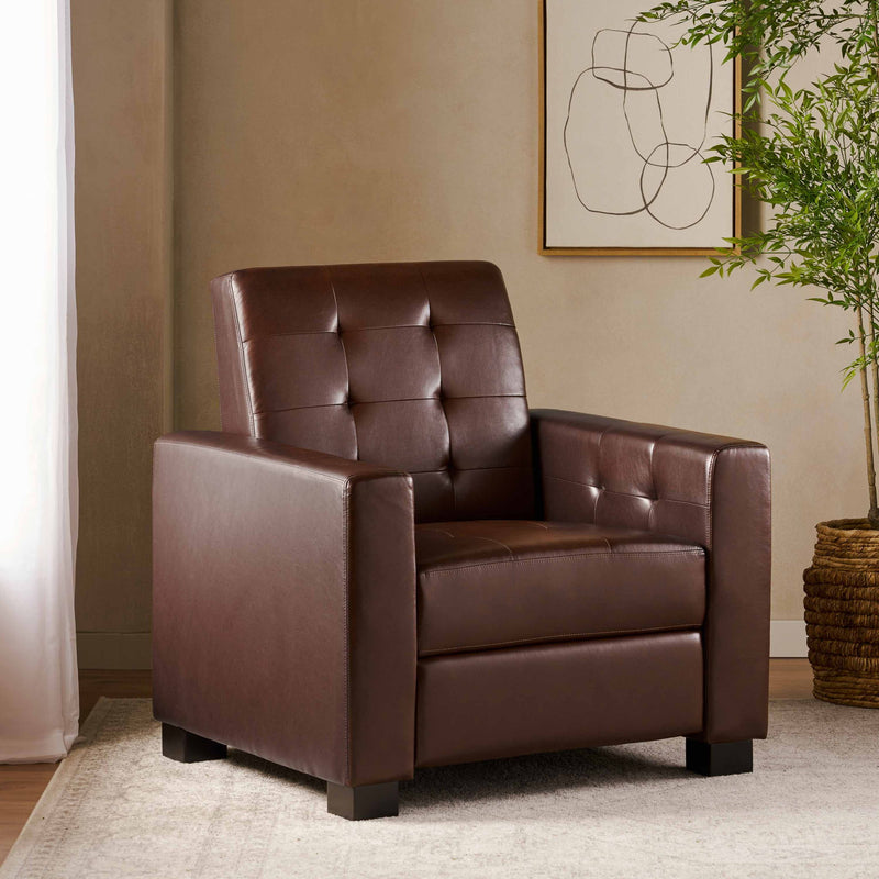 Langseth - Contemporary Tufted Pushback Recliner - Dark Brown