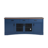 TV Console Stand, Glass Doors & Storage Drawers, Adjustable Shelves