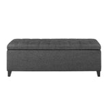 Elegant Design Tufted Top, Soft Close Storage Bench, Upholstered Fabric Solid