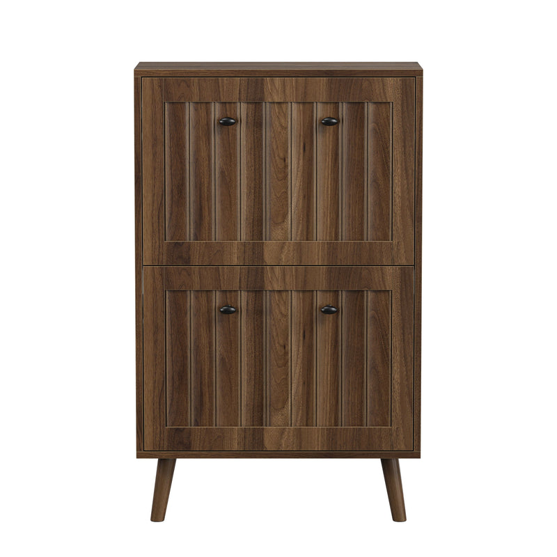Shoe Cabinet, Upright Storage Unit - Walnut