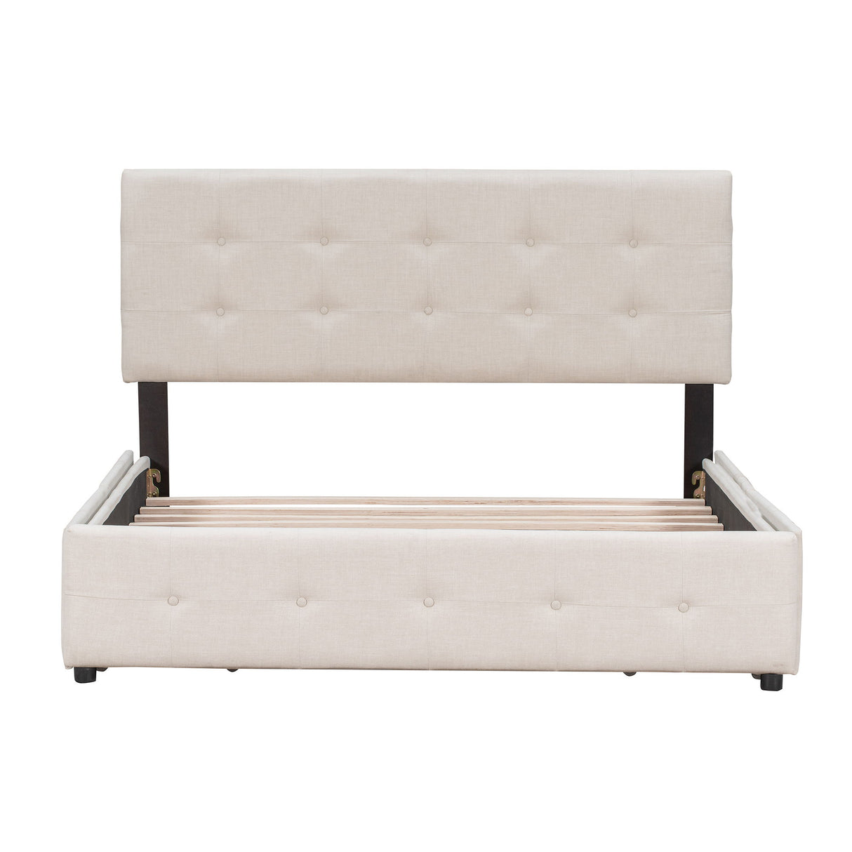 Upholstered Platform Bed With Classic Headboard And Drawers, No Box Spring Needed