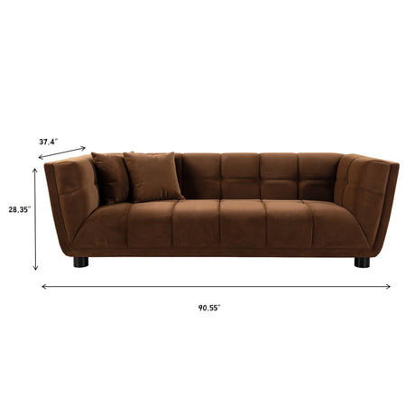 Mid-Century Modern Style Sofa With Velvet Fabric And Solid Wood Feet For 2 People