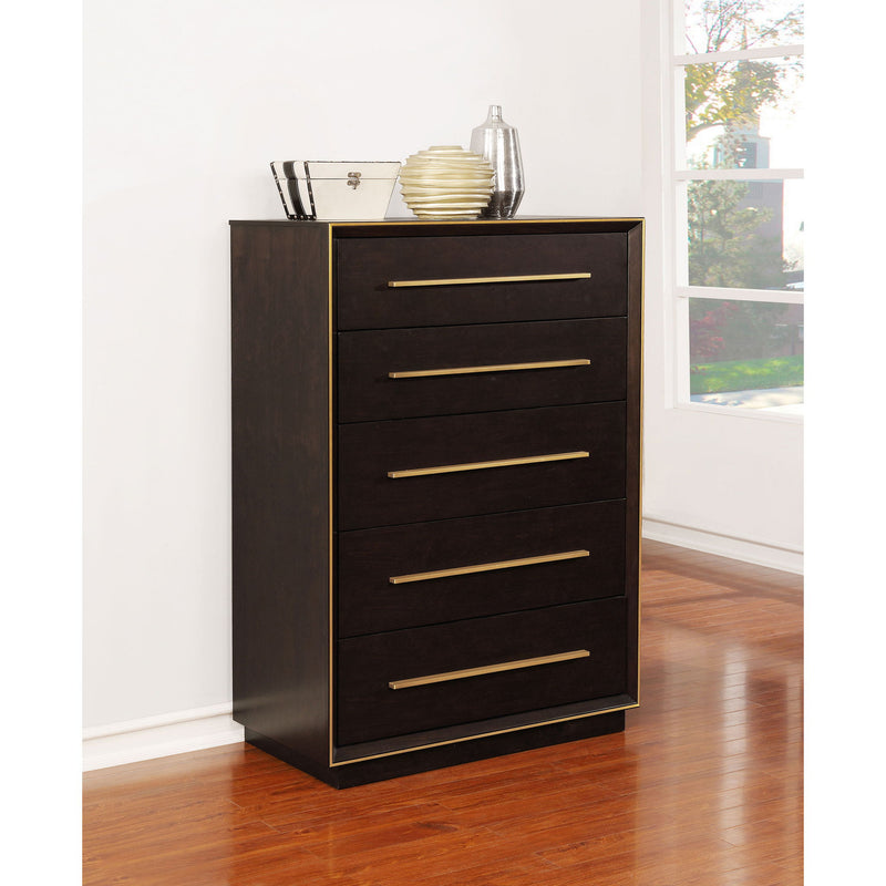 Prescott - 5 Drawer Chest - Brown