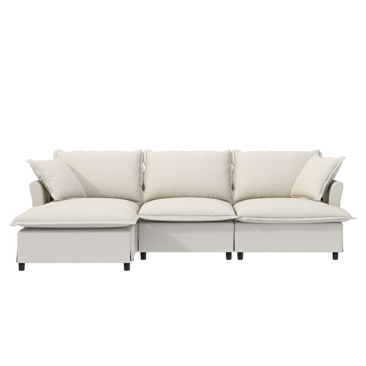 Sectional Sofa With Ottoman Cloud Couch Set With Throw Pillows, Free Combination