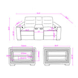 Yamein - Power Reclining Loveseat With Bookcase Arms And LED Lights - Charcoal