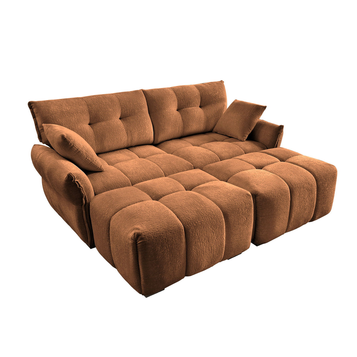 Elegant Sofa Set With Ottoman And Pillows, Textured Chenille, High Resilience Cushions